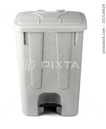 Gray plastic waste bin isolated on white Gray plastic waste bin isolated on white 101526629