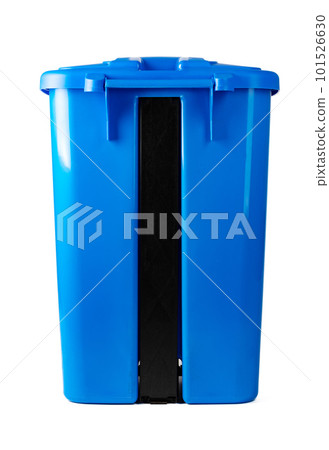 A blue trash bin isolated on white 101526630