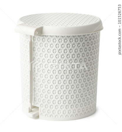 Plastic trash can with lid on white background Plastic trash can with lid on white background 101526753