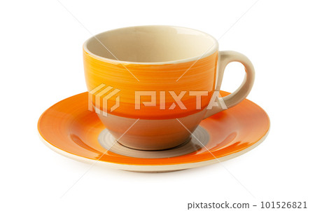 Ceramic cup and saucer isolated on white 101526821