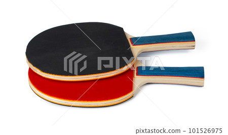 Two ping pong rackets isolated on white background Two ping pong rackets isolated on white background 101526975