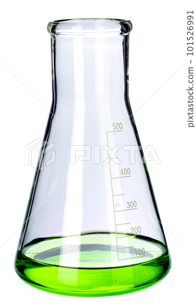 Glassware with liquids for laboratory analysis isolated on white Glassware with liquids for laboratory analysis isolated on white 101526991