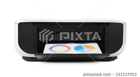 Black multi function printer isolated against a white background Black multi function printer isolated against a white background 101527053