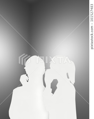 女性剪影說話的秘密黑暗 3D 插圖垂直 女性剪影說話的秘密黑暗 3D 插圖垂直 101527483