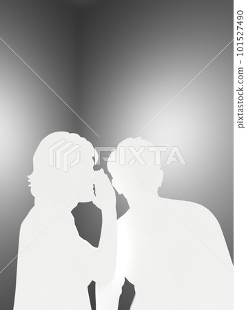 男性剪影說話的秘密黑暗 3D 插圖垂直 101527490