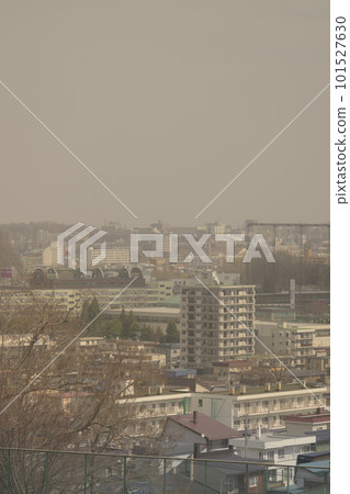 Cityscape foggy with yellow sand Cityscape foggy with yellow sand 101527630
