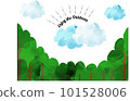 Watercolor style forest and cloud frame 101528006