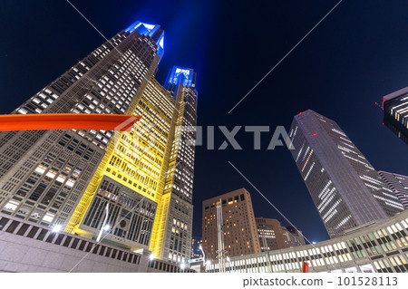 "Tokyo" Night view of the Tokyo Metropolitan Government Building Ukrainian color light up 101528113