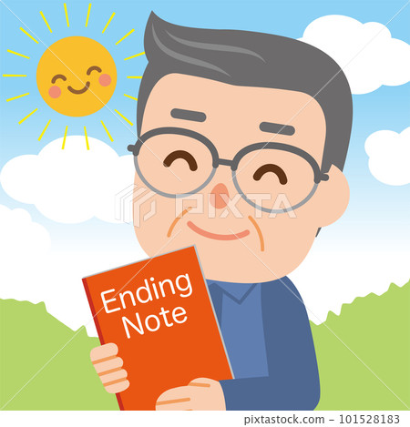 拿著結束筆記的一個微笑的人 101528183