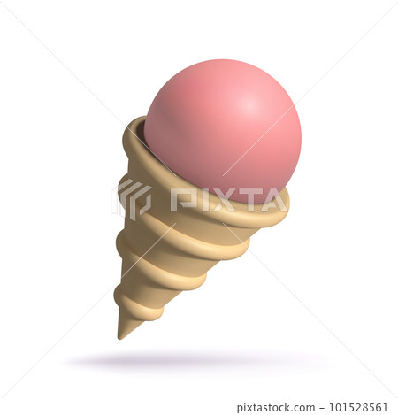 3d Strawberry Ice Cream in Waffle Cone minimal realistic three dimensional summer dessert icon 3d Strawberry Ice Cream in Waffle Cone minimal realistic three dimensional summer dessert icon 101528561