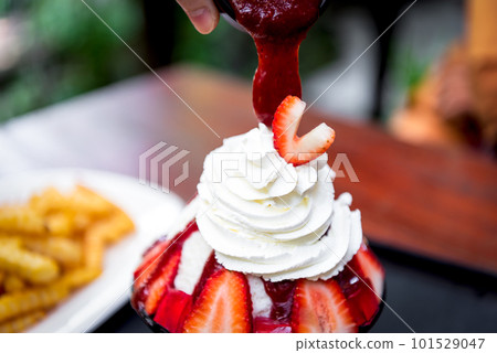 Bingsu or Bingsoo is a popular Korean dessert Bingsu or Bingsoo is a popular Korean dessert 101529047