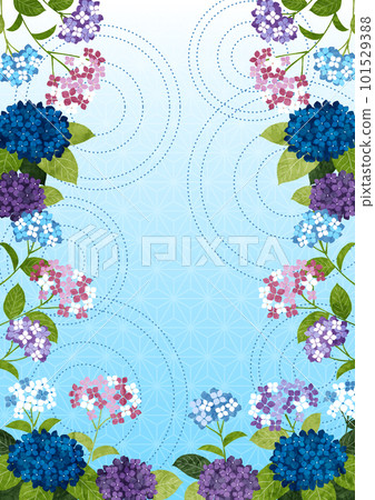 Reverse arch hydrangea rainy season Japanese pattern background vertical light blue Reverse arch hydrangea rainy season Japanese pattern background vertical light blue 101529388