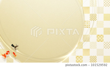 金方格圖案和金魚的日式背景 金方格圖案和金魚的日式背景 101529592
