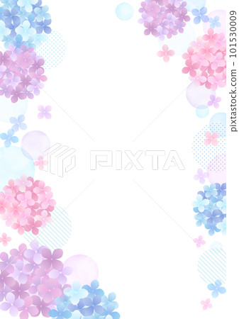 Illustration frame of hydrangea drawn in watercolor 101530009