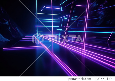 3d rendering neon light abstract ultraviolet background, dynamic glowing lines blue pink laser rays fashion stage background. 3d rendering neon light abstract ultraviolet background, dynamic glowing lines blue pink laser rays fashion stage background. 101530172