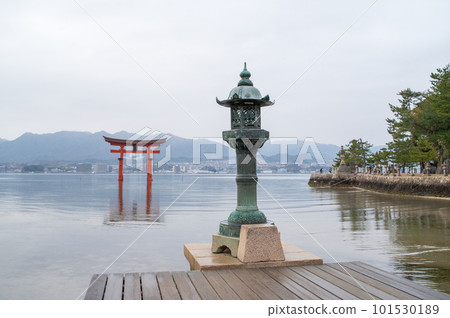 A morning after the rain, Itsukushima Shrine, overlooking the Otorii of Miyajima, Hiroshima Prefecture A morning after the rain, Itsukushima Shrine, overlooking the Otorii of Miyajima, Hiroshima Prefecture 101530189
