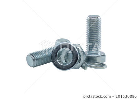 Galvanized bolt, nut with flat and spring nut washers 101530886
