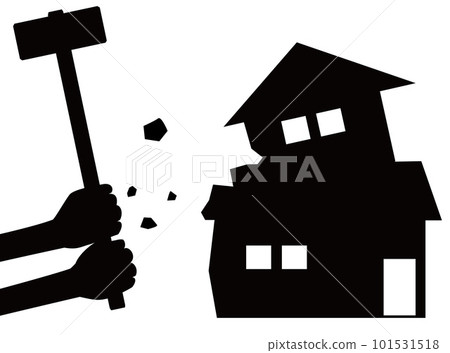 Icon of dismantling a wooden house. 101531518