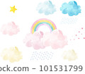Watercolor style rainbow and cloud frame material set 101531799