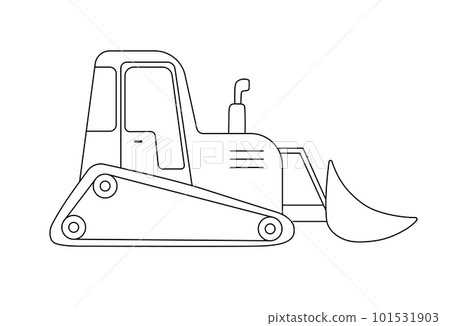 Construction excavation icon. Outline vector illustration isolated on white. Childish cute construction vehicle for coloring page Construction excavation icon. Outline vector illustration isolated on white. Childish cute construction vehicle for coloring page 101531903