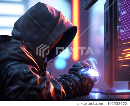 Hacker in digital security concept. AI 101532070