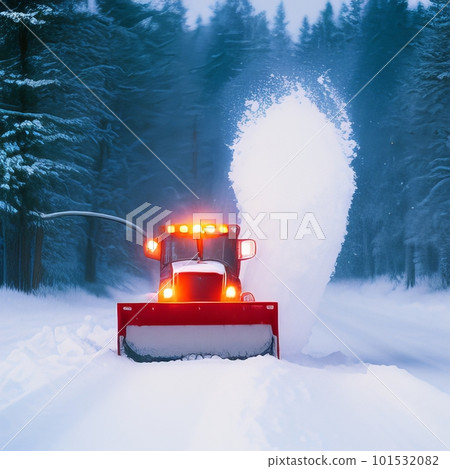 Yellow truck with snow plow Yellow truck with snow plow 101532082