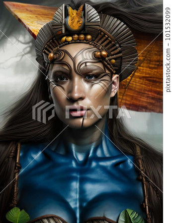 Portrait of amazon warrior woman. AI 101532099