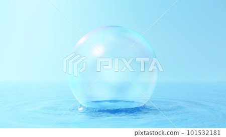 漂浮在水中的肥皂泡。寬闊的水面。 （景觀） 101532181