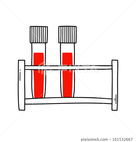 Test tube with blood in doodle style. Vector illustration. Isolated chemical test tube. 101532667