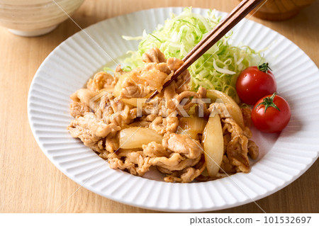 姜烤豬肉切碎的肉 101532697