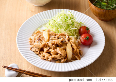 Grilled pork chopped meat with ginger 101532700