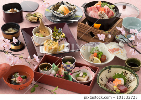 Japanese cuisine, Japanese cuisine, spring kaiseki cuisine, cherry blossoms Japanese cuisine, Japanese cuisine, spring kaiseki cuisine, cherry blossoms 101532723