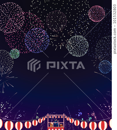 Fireworks in the night sky looking up with Yagura 1 Fireworks in the night sky looking up with Yagura 1 101532803