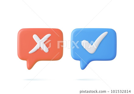 3d Speech Bubble Icons with Check Mark 3d Speech Bubble Icons with Check Mark 101532814