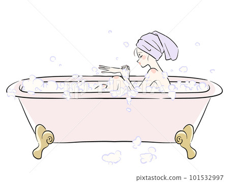 Woman relaxing in bubble bath 101532997