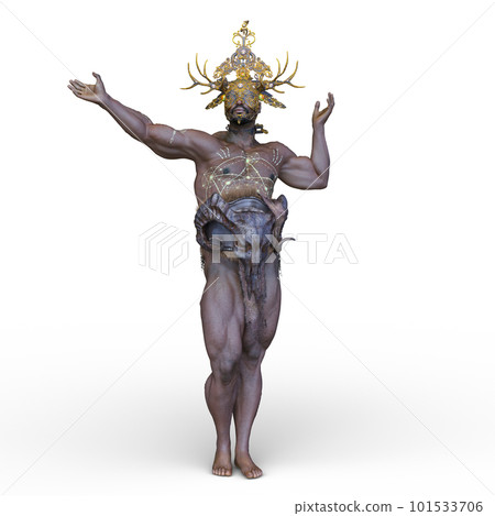 A warrior with a uniquely designed crown 101533706