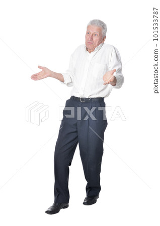 portrait of confused senior man posing isolated portrait of confused senior man posing isolated 101533787