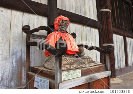 Wooden statue of Binzuru Pindola Bharadvaja, a disciple of Buddha located near the giant Buddha statue at Todaiji Temple in Nara Japan Wooden statue of Binzuru Pindola Bharadvaja, a disciple of Buddha located near the giant Buddha statue at Todaiji Temple in Nara Japan 101533858