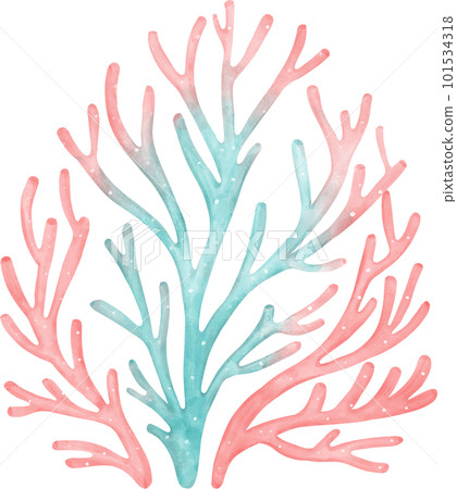 Cute watercolor colourful coral reef cartoon hand painting Cute watercolor colourful coral reef cartoon hand painting 101534318