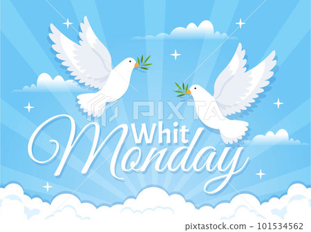 Whit Monday Vector Illustration with a Pigeon or Dove for Christian Community Holiday of the Holy Spirit in Flat Cartoon Hand Drawn Templates Whit Monday Vector Illustration with a Pigeon or Dove for Christian Community Holiday of the Holy Spirit in Flat Cartoon Hand Drawn Templates 101534562
