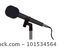 black microphone on a tripod stand on a white background vector graphic 101534564