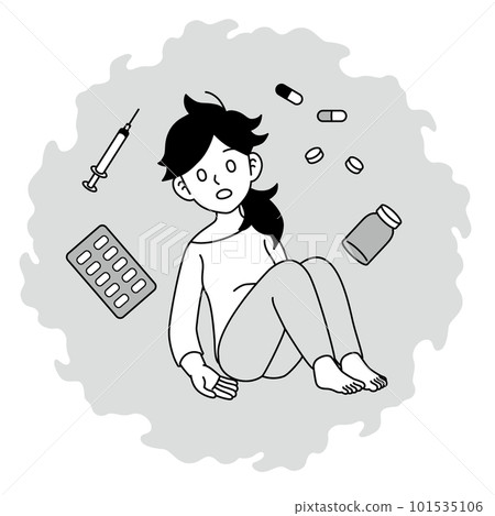 Drug addicted woman monochrome 101535106