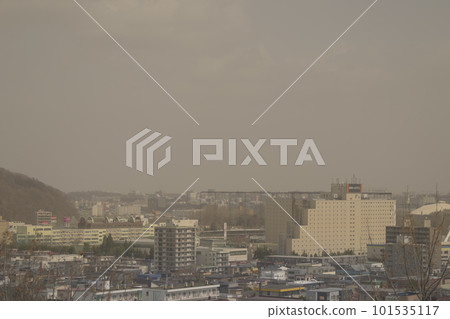 Cityscape foggy with yellow sand Cityscape foggy with yellow sand 101535117