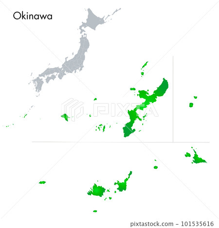 Okinawa prefecture and Japanese archipelago map Okinawa prefecture and Japanese archipelago map 101535616