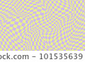Trendy wavy green background. Vector illustration of checkered wallpaper with optical illusion 101535639