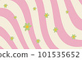 Vintage groovy rainbow wavy pastel retro background with flowers. Cute colorful trendy vector illustration in style 70s, 80s. 101535652