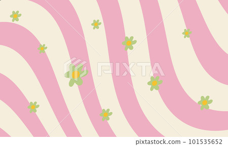 Vintage groovy rainbow wavy pastel retro background with flowers. Cute colorful trendy vector illustration in style 70s, 80s. Vintage groovy rainbow wavy pastel retro background with flowers. Cute colorful trendy vector illustration in style 70s, 80s. 101535652
