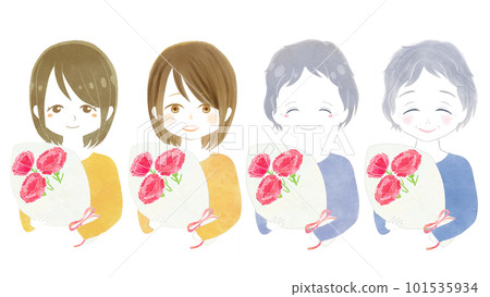 Illustration set of a woman with a carnation Illustration set of a woman with a carnation 101535934