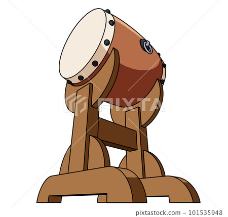 從一個角度看到的動態基座上的日本鼓插圖 101535948