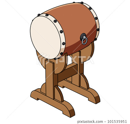 從一個角度看的架子上的日本鼓的插圖 從一個角度看的架子上的日本鼓的插圖 101535951